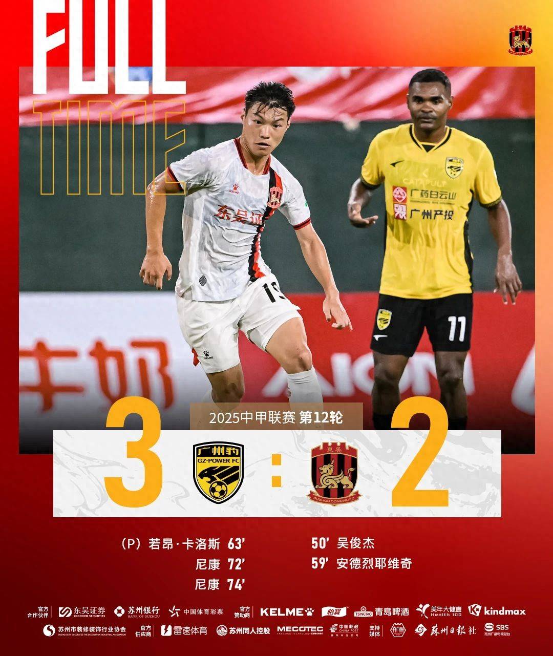 中甲联赛：广东三队保持不败，广州豹“让二追三”险胜的简单介绍